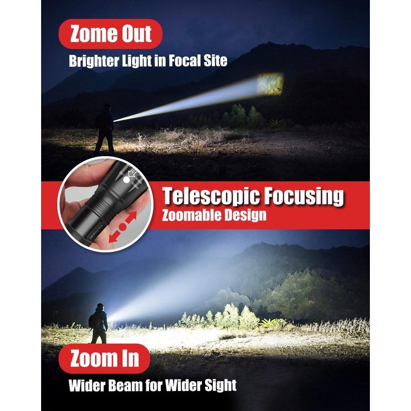 Victoper LED Flashlight 2 Pack, Bright Tactical Torch High Lumens