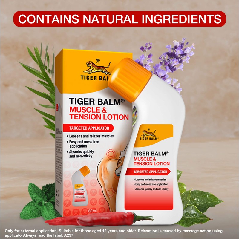 Tiger Balm Muscle and Tension Lotion with targeted applicator 80ml