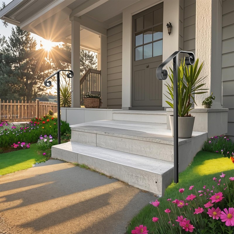 SPACEEUP handrails for Outdoor Steps Single Post Handrails for Outdoor