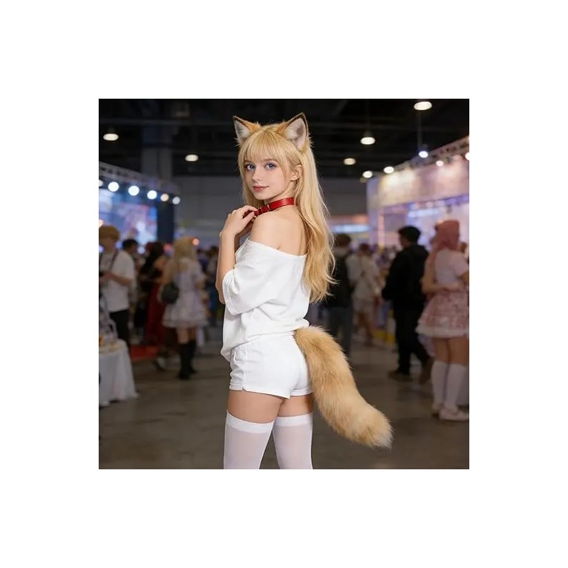 Shipped Within Three Days Halloween New Wolf Fox-Tail Keychain 40cm