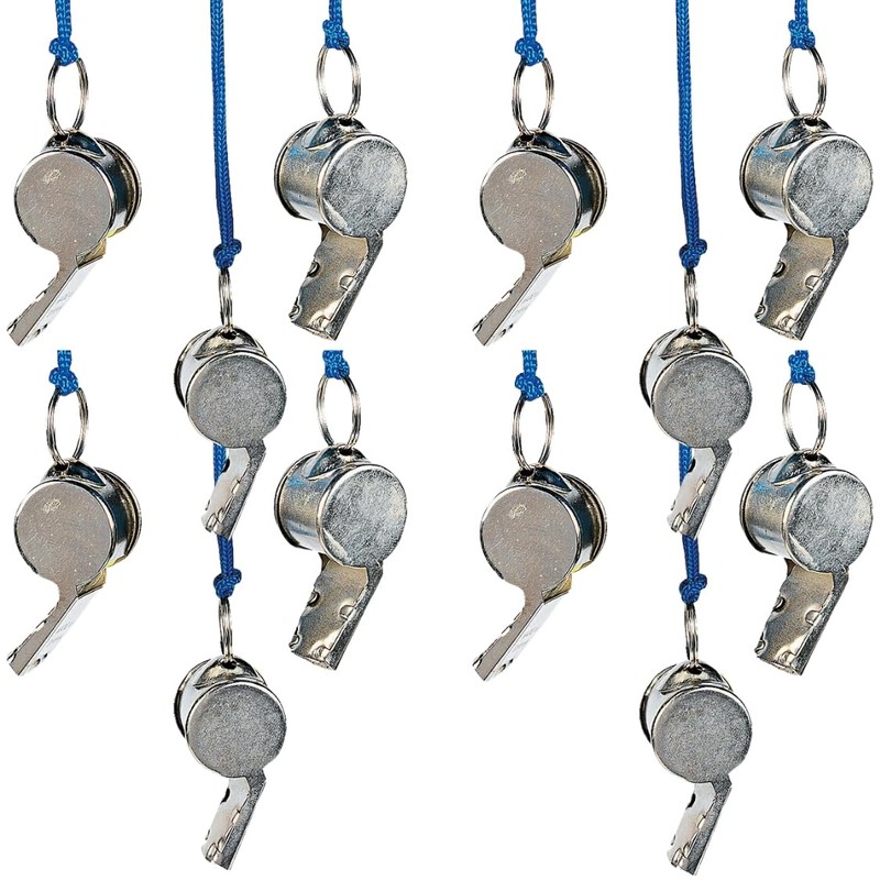 US Toy Metal Kids Whistles - 12 Pieces