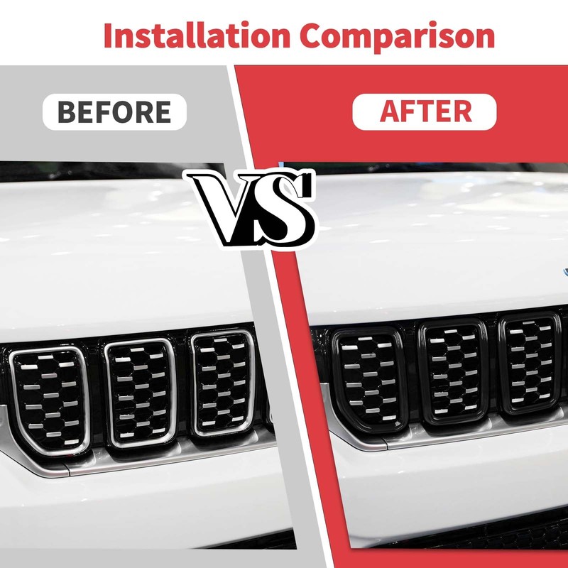 Jimen for 2021+ Grand Cherokee Grill Inserts, 7PCS Front Grille
