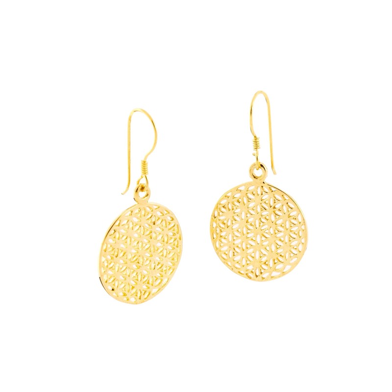 WINDALF SVALA Earrings 3.5 cm The Flower of Life Bronze,