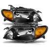 AmeriLite Crystal Headlights Black Amber for Mazda Protege - Passenger