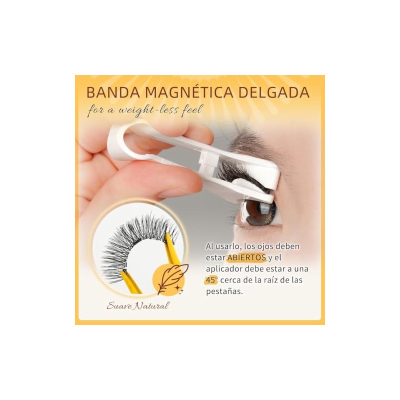 Pestañas magnéticas reutilizables QUEWEL, 2 pares, con aplicador, sin pegamento,