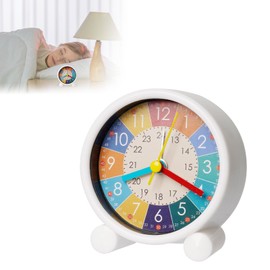 SUPRBIRD Children's Alarm Clock, Children's Alarm Clock without Ticking, Learning Clock, Digital Alarm Clock for Beginners of School, Alarm Clock Children for Girls and Boys