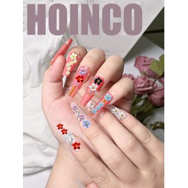 3D Flowers Nail Art Charm Rhinestones for Acrylic Nail Decorations with Pearl Golden Silver Caviar Beads Glitter Nail Supplies Stud Design Jewelry Women DIY Decoration Tips