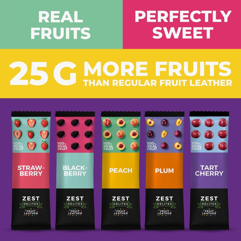 Fruit Snacks by Zest Delites, Fruit Leather Bars, Healthy Snacks