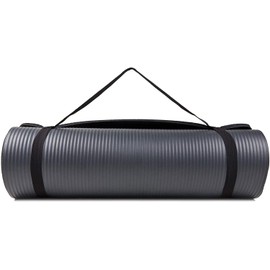 GoFit Thick Foam Fitness Mat - With Carrying Strap, Gray