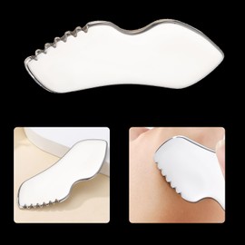 AOVNA 2Pcs Gua Sha Stainless Steel Gua Sha Massage Board Metal Face Gua Sha Tool Comb Edge Sculpting Tool for Eyes Face Neck Body Puffiness Reducing