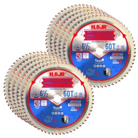 HOJR 10-Pack 6-1/2" 60-Tooth 5/8" Arbor Woodworking Circular Saw Blade,Ultra Finish/General Purpose,Special Anti-Thermal Adhesion Coating on Cutting Edge-TA,High Finish, Long Life,6-1/2" 60T 5/8"