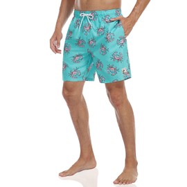 Nonwe Traje de baño para hombre, para deportes acuáticos, tropical, hawaiano, playa, con bolsillos, Turquesa, 40