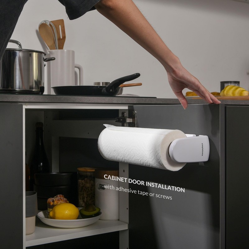 simpletome Paper Towel Holder Under Cabinet or Wall Mount ONE
