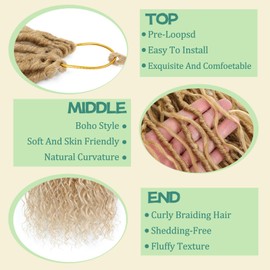 YYQXZG 24 Inch Boho Faux Locs Crochet Hair 8 Packs Pre-looped Boho Soft Locs Crochet Hair with Curly Ends for Black Women (27/613#, 24inch)