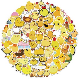 Chicken Stickers 100 PCS Lovely Yellow Chick Animal Vinyl Waterproof Stickers for Laptop Guitar Motorcycle Luggage Water Bottle Scrapbook Travel Case, for Kids Teen (Yellow Chicken)