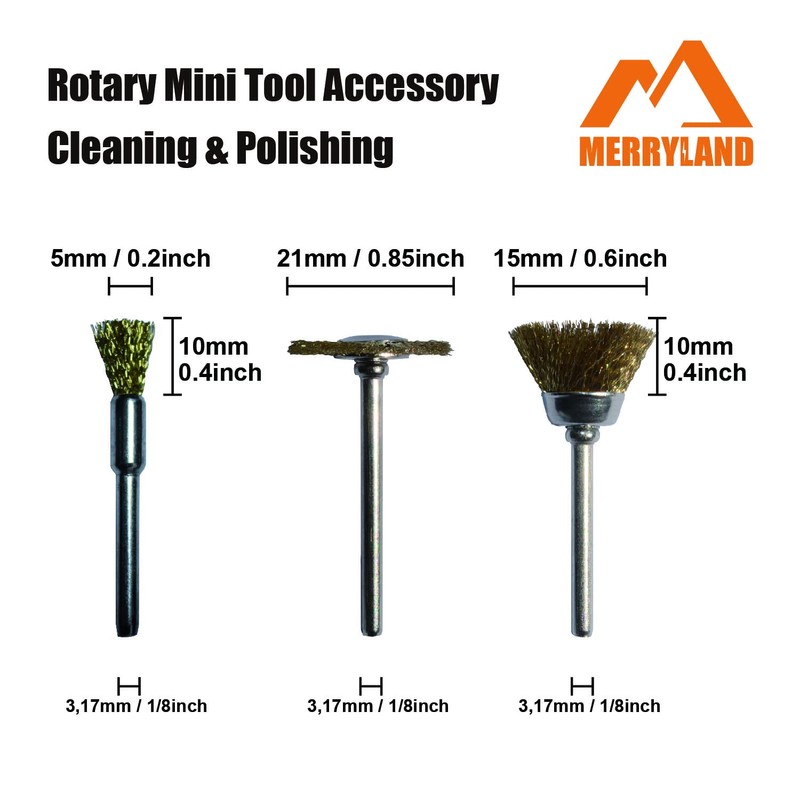 Merryland Wire Brush Mini Brass Brush for Dremel 72 Pack,