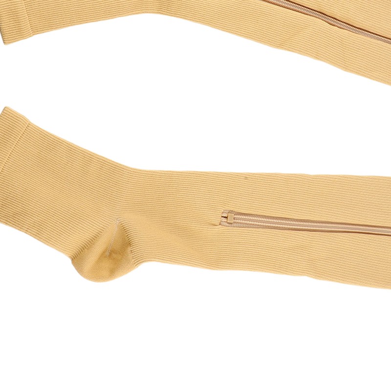 3Pairs Zipper Compression Socks Breathable Open Toe Over The Calf