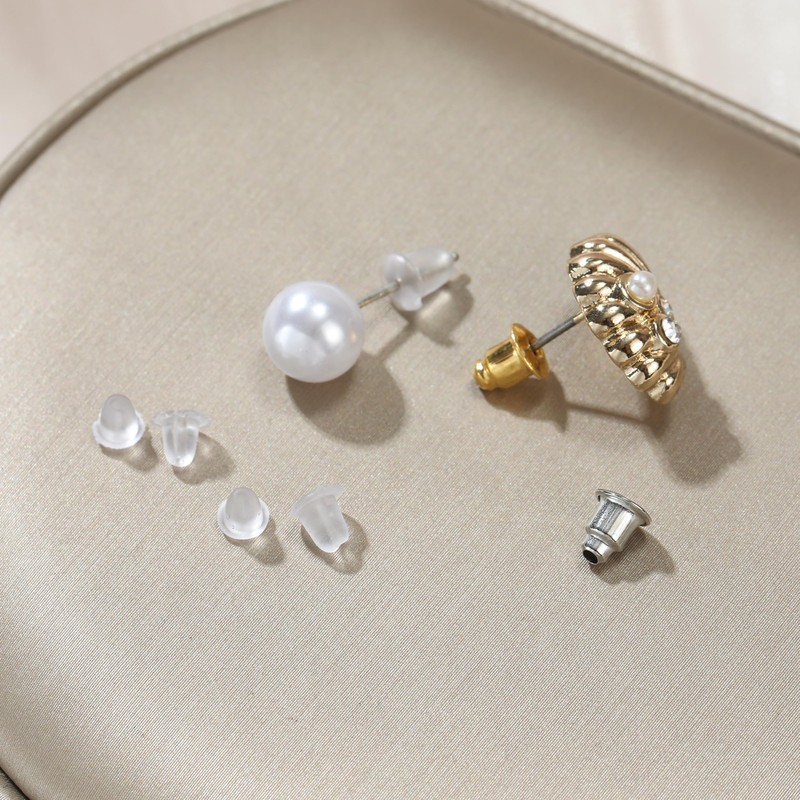 Nkwuire 12 Styles 600 Pcs Earring Backs for Studs, Clear