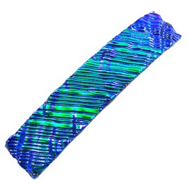 Dichroic Glass Hair Barrette - Large 3.5" / 90mm - Emerald Green Jade Verdigris Teal Viridian Fused Glass Striped Ripple Waves with Blue Accents Slide Clip Hair Accessories