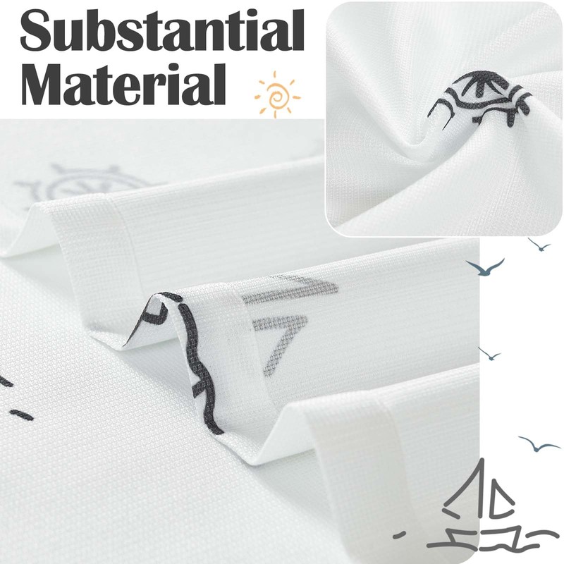 jinchan Black and White Shower Curtain Nautical Simple Fabric Shower