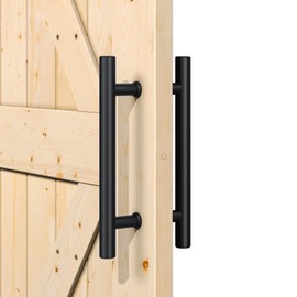 SMARTSTANDARD 12'' Push Pull Sliding Barn Door Handle, Double-Sided Barn Door Handle Black Set, 1 Pack