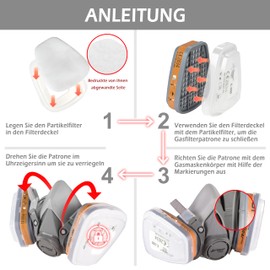 AirGearPro AirGearPro G-500 Atemschutzmaske mit A1P2 Filter, Gasmaske Staubfilter und Schutzbrille, Staubmaske fr Lackieren, Arbeiten, Schleifen, Feinstaub