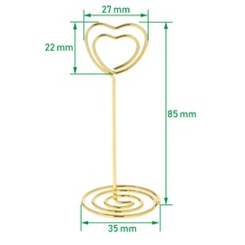 Lahviuu Place Card Holder, Pack of 20 Heart Card Holders, Menu Card Holder, Photo Holder, Made of Metal, Place Card Holder, Clip, Memo Holder, Table Number Holder, for Wedding, Party, Office,