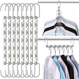 ShopHut 8 Pcs Metal Hangers Space Saving Hangers For Closet, Magic Clothes Wardrobe Clothing Organizer | Wardrobe Hangers | Multi Purpose Hangers | Hangers Space Savers