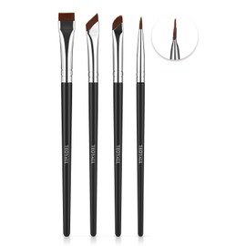 TEOYALL Eyeliner Brush Set, 4 Pieces Ultra Thin Bevelled Angled Brush Precision Fine Point Eyeliner Brush Flat Eyebrow Brush