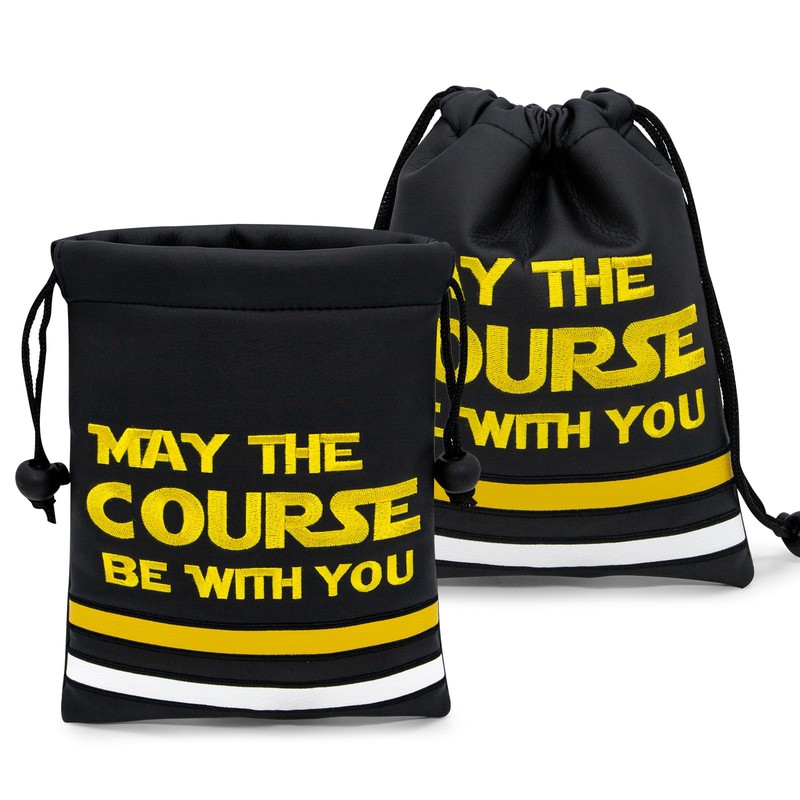 Aliennana Golf Valuables Pouch, Leather Golf Tee Pouch with Drawstring