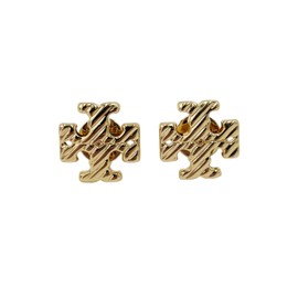Tory Burch Women's Textured Rope Logo Stud Earrings (Tory Gold)