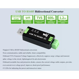 Wonrabai Industrial USB to RS485 Bidirectional Converter with Original CH343G, Multi-Protection Circuits, Supports Linux, Android, Wince, Win11/10/8.1/8/7/XP, etc.