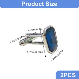 2 Pack Blue Sapphire Crystal Cufflinks For Men, Classic Square Silver Cufflinks, Luxurious Groom Cuff Links Mens Wedding and Business Shirt Accessories, Elegant Mens Cuff Links Set