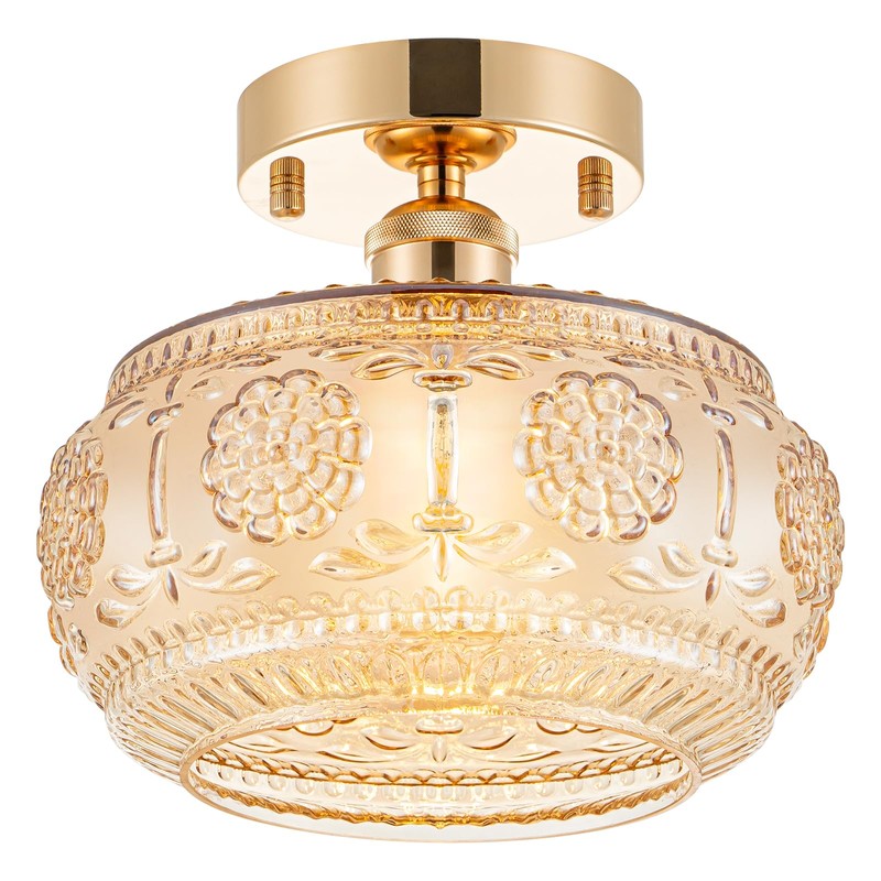 Tbaoinla Semi Flush Mount Ceiling Light - French Gold Finish