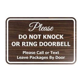 Signs ByLITA Classic Framed Please Do Not Knock Or Ring Doorbell Wall or Door Sign - Easy Installation | Mail Delivery Instruction | Do Not Disturb (Walnut) - Large 1 Pack