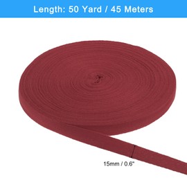 sourcing map 50 Yards Cotton Twill Tape,15mm Herringbone Webbing Ribbon Bias Binding Tapes for Clothes Sewing, DIY Crafting (Maroon Red)
