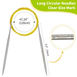 Coopay Rundstricknadeln 4,5mm, Stricknadeln Rundstricknadel 120cm aus Edelstahl mit Flexiblem Kabel, feste Metall-Rundstricknadel für Dicke & Feine Wolle Stricken Socken, Pullover, Handschuhe, Schal