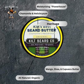 Kilt Beard Co.- Kilt's Best Beard Butter- Original (2oz) All Natural- Organic, Deep Hydration, Ultimate in Beard Conditioner, Non-Greasy, Rid Beard Itch