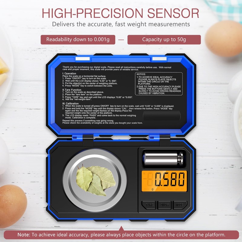 LOFICOPER Digital Pocket Scale, 50 g/0.001 g Precision Scale, Portable