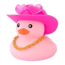 wonuu Pink Rubber Duck with Heart-Shaped Sunglasses Car Ducks Small Duckies with Cowboy Hat, Solid-Pink