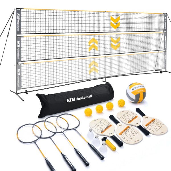 Haokelball 22FT Portable Pickleball Badminton Net Set All-in-One Combo Set