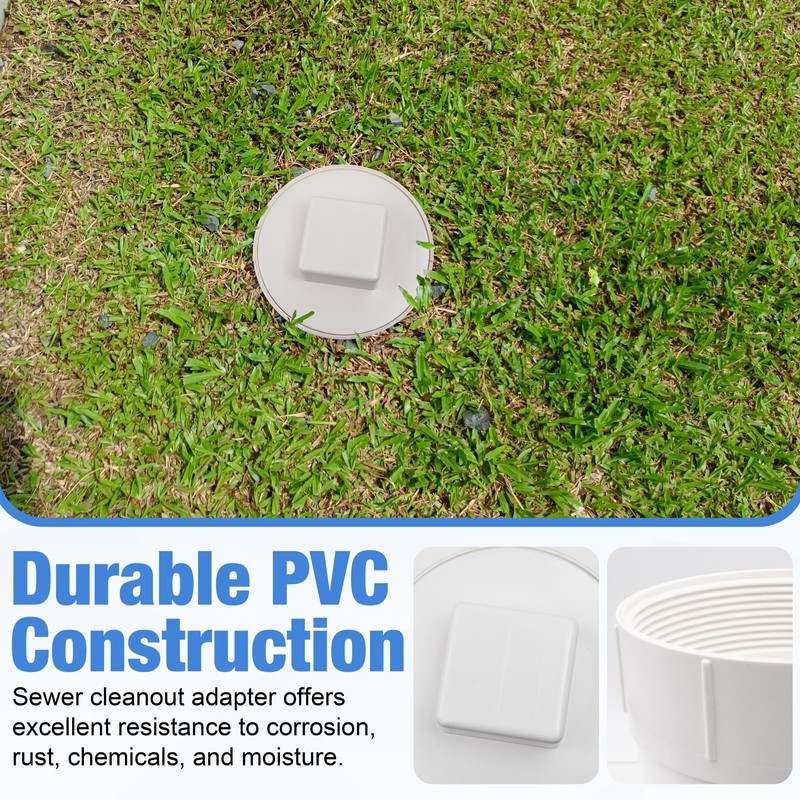 4" PVC Sewer Cleanout Adapter with Plug and Tape Durable