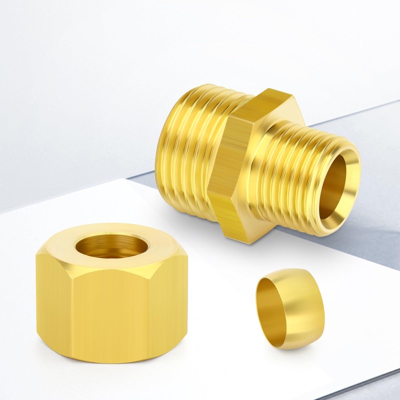 TAILONZ PNEUMATIC 2PCS Brass Compression Tube Pipe Fitting Connector, 10MM