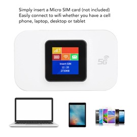 Bewinner Mobiler 4G WLAN Hotspot, Tragbare Reise WLAN Router mit Micro SIM Kartensteckplatz, Freigeschalteter WLAN Hotspot Router für Heimbüroreisen, 10 Angeschlossene Geräte, 3650 mAh