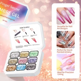 Finger Secret 4 Colors Set Ombre Gel Nail Polish,GelS Polish Palette with 20Pcs Nail Sponges for 3d Gel Nail Art can be Painted in Salon or Home Use (k8)