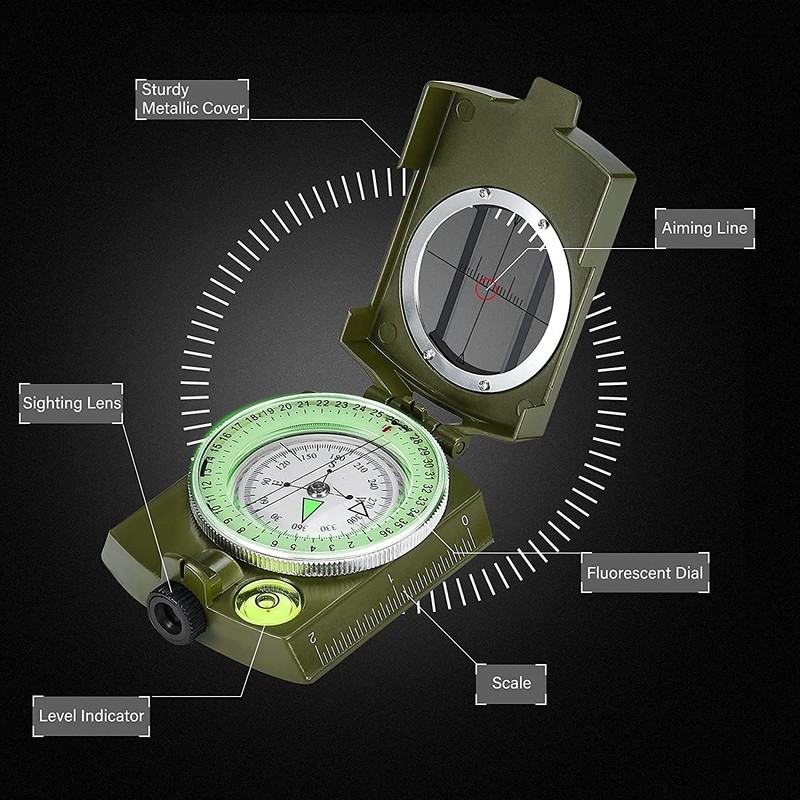 Roobuck Survival Military High-Precision Compass with Waterproof Shakeproof Emergency Luminous