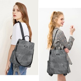Fmeida Backpack Women's Anti-Theft Nylon Handbags Waterproof 2 in 1 Shoulder Bag Casual Daypack Small Travel Backpack for Women Girls, gray, 32 x 15 x 33 cm