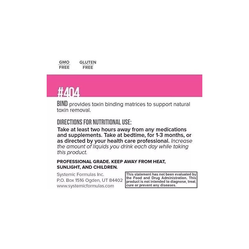 Systemic Formulas Bio Challenge #404 Bind, Toxin Elimination, 120 Capsules,