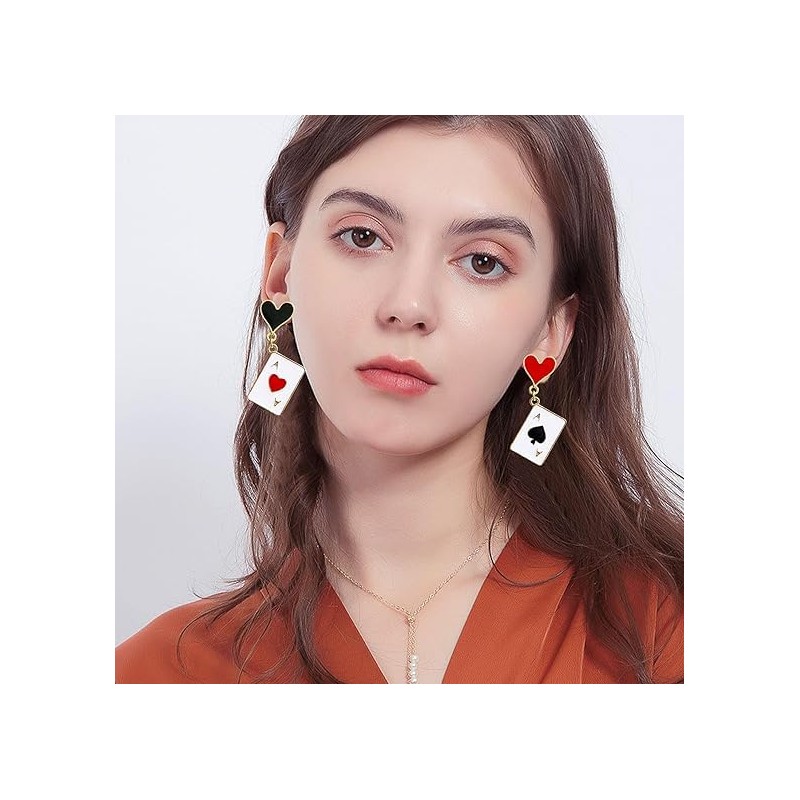 Poker Dangle Earrings Metal Alloy Game cards Simulate Cool Funny