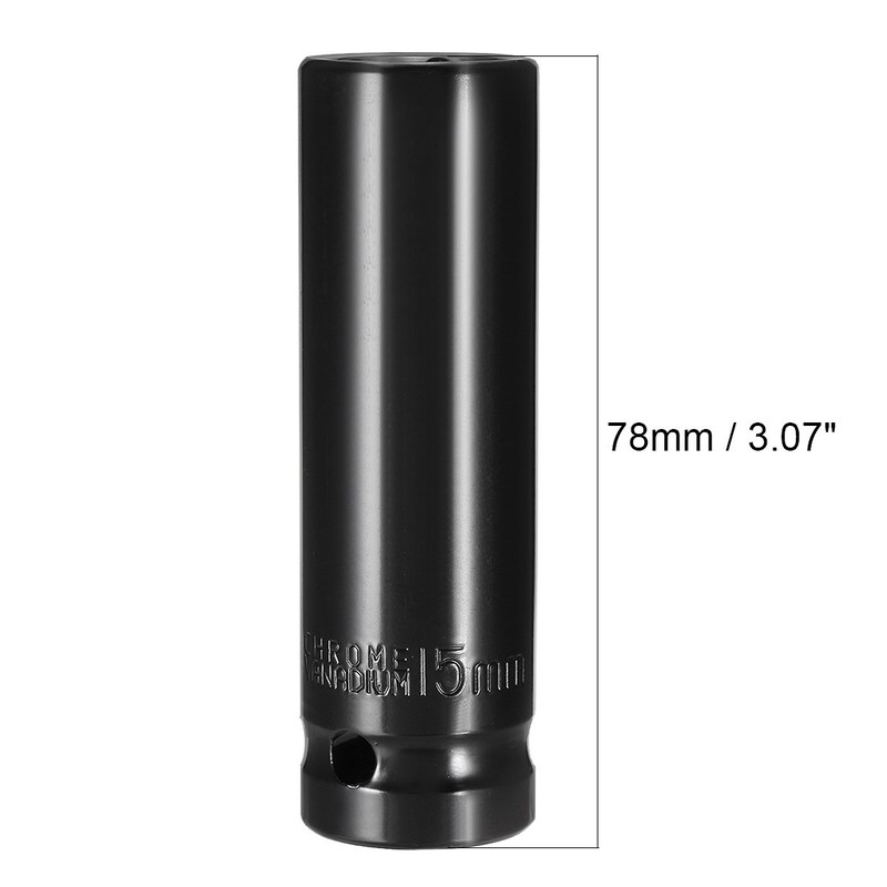 Sourcingmap 1/2" Drive by 15mm Deep Impact Socket, Heat-Treated CR-V